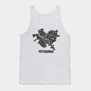 Pittsburgh Neighborhoods Map (Black Design) Tank Top